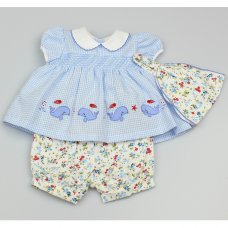 GF1024: Baby Girls Smocked 3 Piece Outfit (0-9 Months)